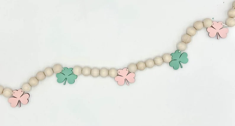 St. Patricks Day Wooden Garland | Green and Pink St. Patricks Garland | Wooden Bead Garland | Pin... | Etsy (US)