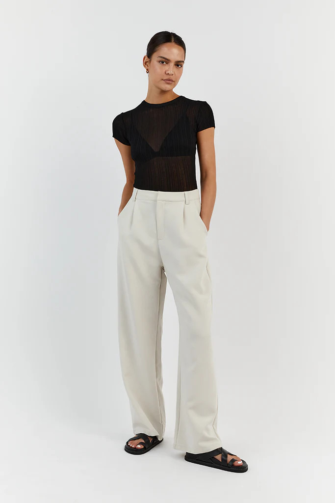 HARPER BLACK CAP SLEEVE TOP | DISSH