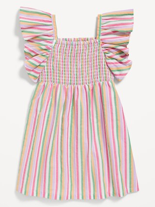 Textured Ruffle Short-Sleeve Smocked Dress for Toddler Girls | Old Navy (US)