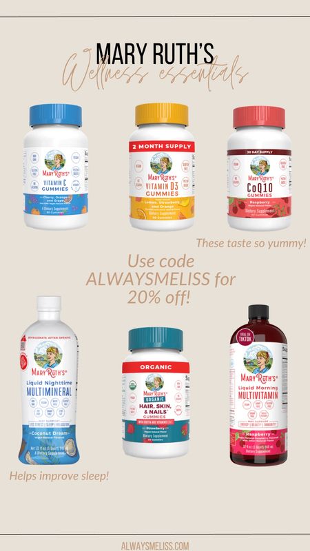 Mary Ruth’s vitamins are always a must have (especially as we head into cold and flu season)! Here are a few wellness essentials. From feeling well overall to sleeping better at night these can help improve your overall well-being!

Mary Ruth’s
Vitamins
Wellness

Use code ALWAYSMELISS for 20% off!

#LTKfitness #LTKfindsunder50 #LTKfindsunder100