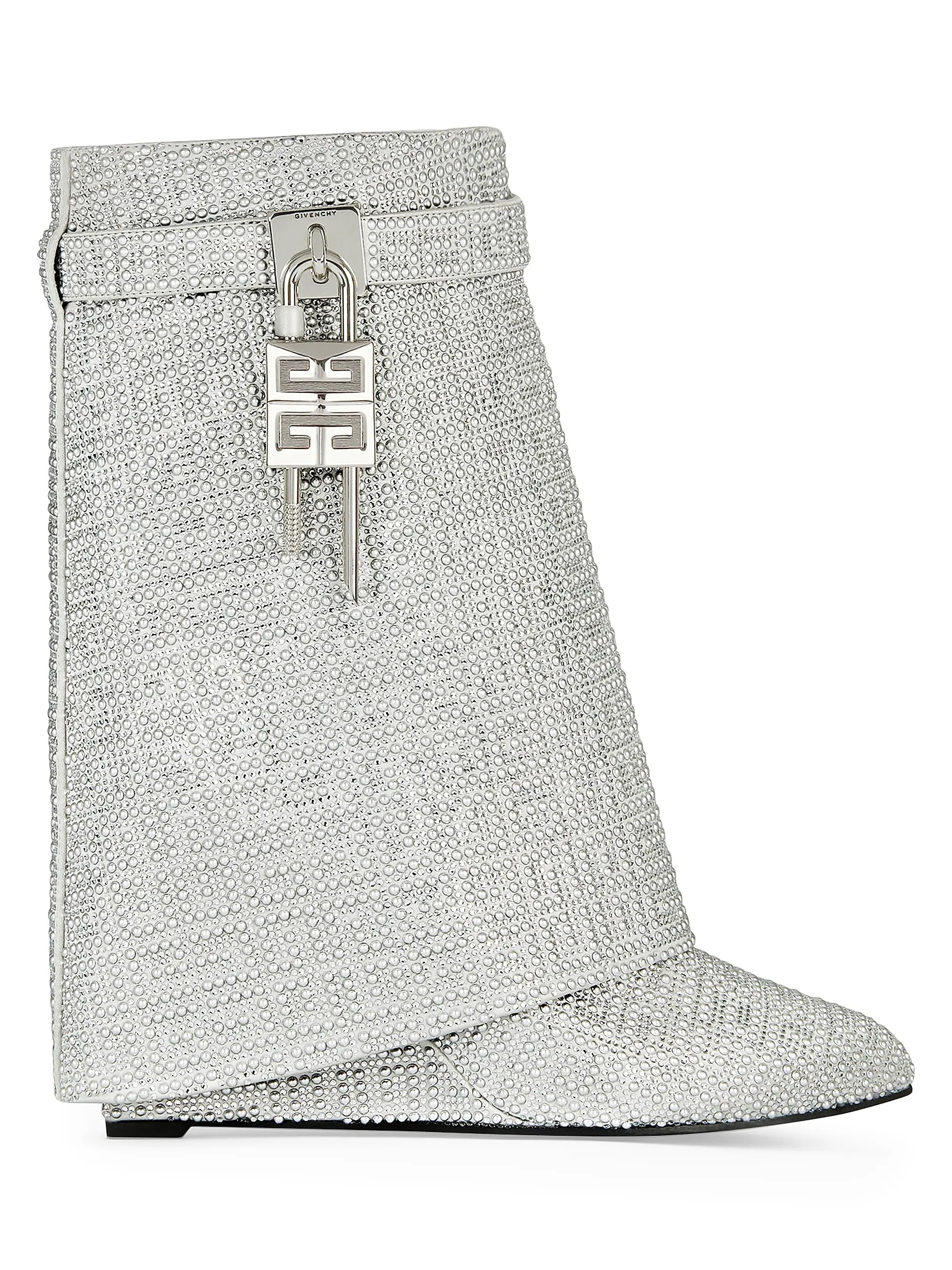 Shark Lock Ankle Boots In Satin With 4G Studs And Strass | Saks Fifth Avenue