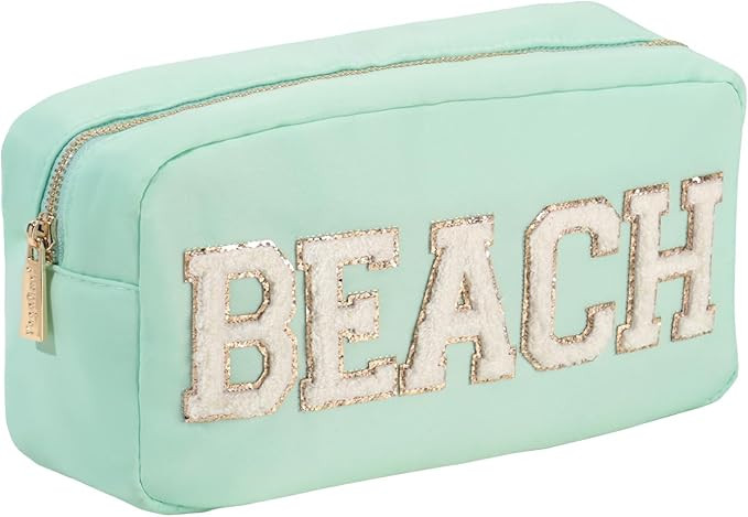 SPF Bag Beach Pouch Glitter Chenille Makeup Organizer Travel Cosmetic Bag for Women Make up Bag w... | Amazon (US)