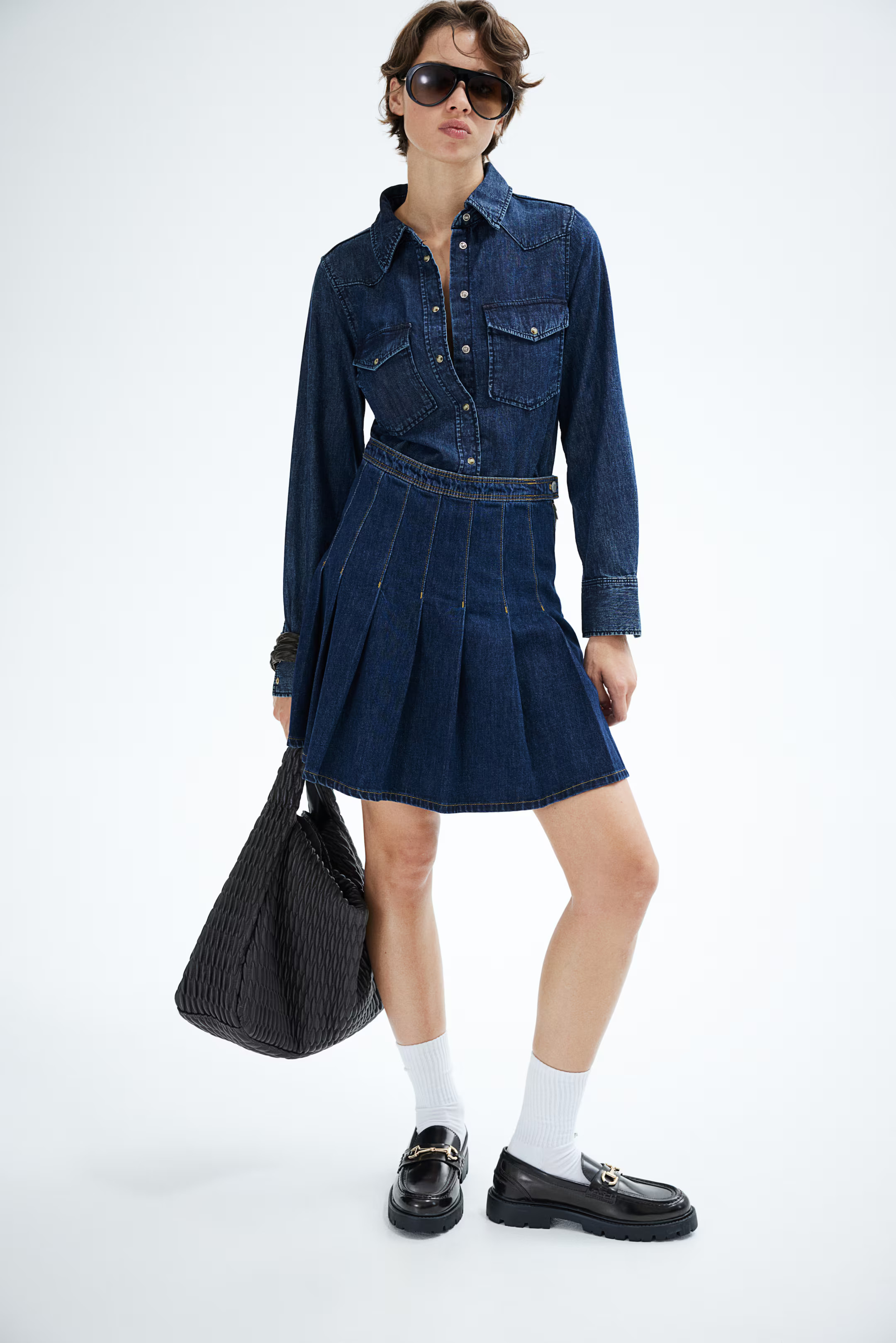 Pleated Denim Skirt | H&M (US + CA)