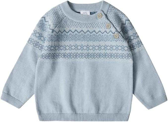 Stellou & friends 100% Cotton Knit Patterned Baby Toddler Boys Girls Long Sleeve Crew Neck Sweate... | Amazon (US)
