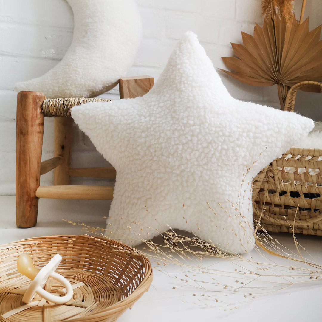 White Star Pillow Sherpa, Star Shape Pillow, Baby Boy Pillow, Star Kids Room Decor, Pillow for Bo... | Etsy (US)