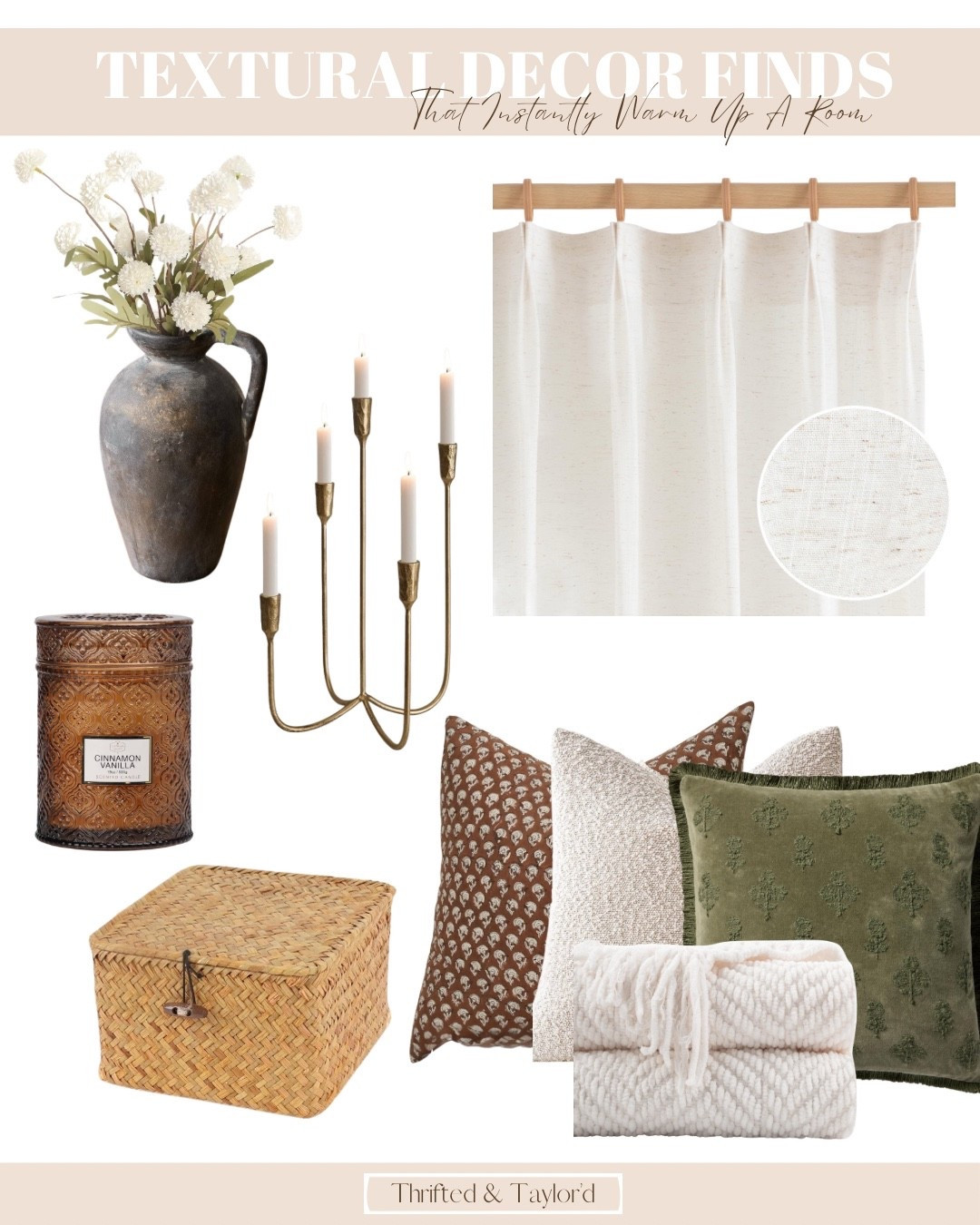 There’s something about this time of year that calls for layers—both in what we wear and how we decorate. These textural decor finds are all about warmth without the holiday overload. From cozy boucle to pretty textured glass, woven details, and aged pottery, each piece adds just enough texture to make your space feel calm and lived-in.
Whether you’re refreshing your living room, updating your entryway, or layering soft neutrals in a bedroom, these finds bring instant comfort to every corner. Shop everything below!

#LTKHome