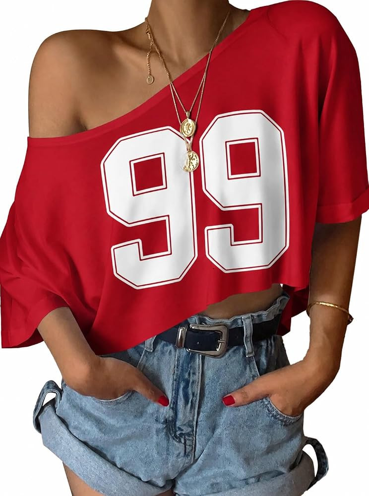 SOFIA'S CHOICE Women's Off Shoulder Crop Tops Loose Boat Neck Short Sleeve T Shirt | Amazon (US)