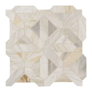 Athena Gold Geometrica 12 in. x 12 in. Honed Marble Floor and Wall Tile (10 sq. ft./Case) | The Home Depot