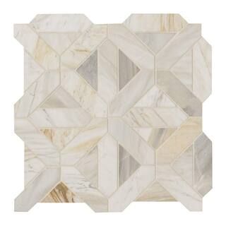 Athena Gold Geometrica 12 in. x 12 in. Honed Marble Floor and Wall Tile (10 sq. ft./Case) | The Home Depot