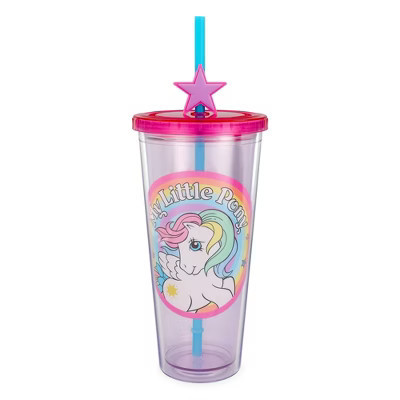 Silver Buffalo My Little Pony Starshine 24-Ounce Carnival Cup With Lid and Straw Topper Charm