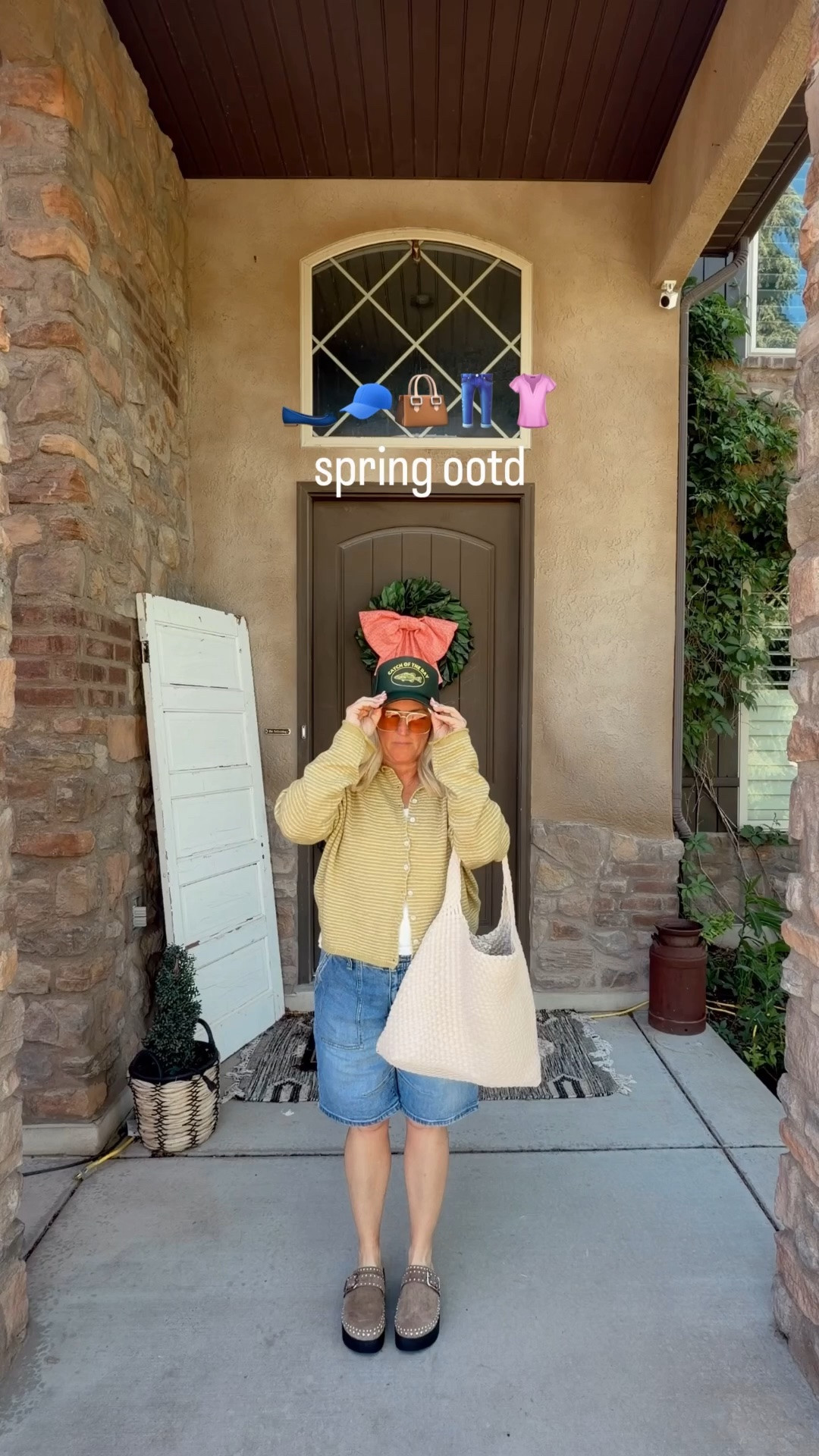 🥵🥶spring weather gets me every time! bermuda shorts, tank and cardi for easy layers!
.
#prettylittlelooks #springlooks #soringlayers #truckerhat #lightcardi #bermudashorts

#LTKmomlife #LTKOver40 #LTKootd