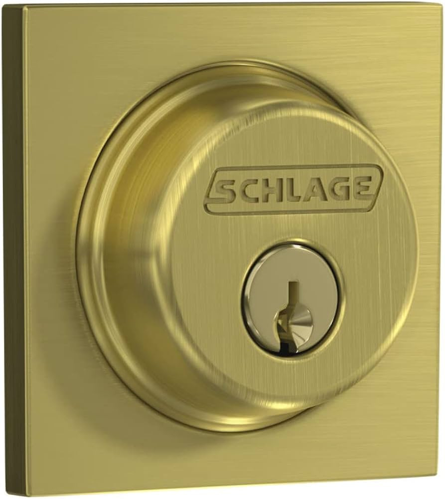 SCHLAGE Lock Company Single Cylinder Deadbolt with Collins Trim, Satin Brass (B60 608 COL) | Amazon (US)