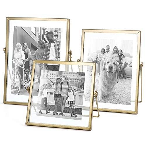 Set of 3 Glass Photo Frame Collection Simple Metal Geometric Picture Frame with Glass Cover Includes | Amazon (US)