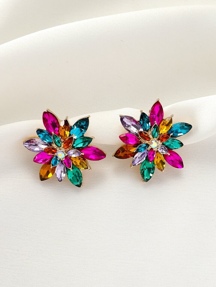 2 stukken Bloem Vorm Diamant Ingelegd Oor Studs Voor vrouwen , Dagelijkse slijtage , Daten , Vaka... | SHEIN
