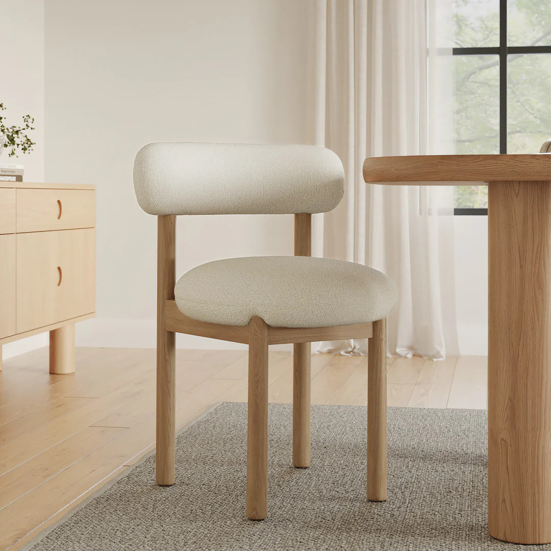 Munk Dining Chair - White Oak and Ivory Wool Bouclé | Article