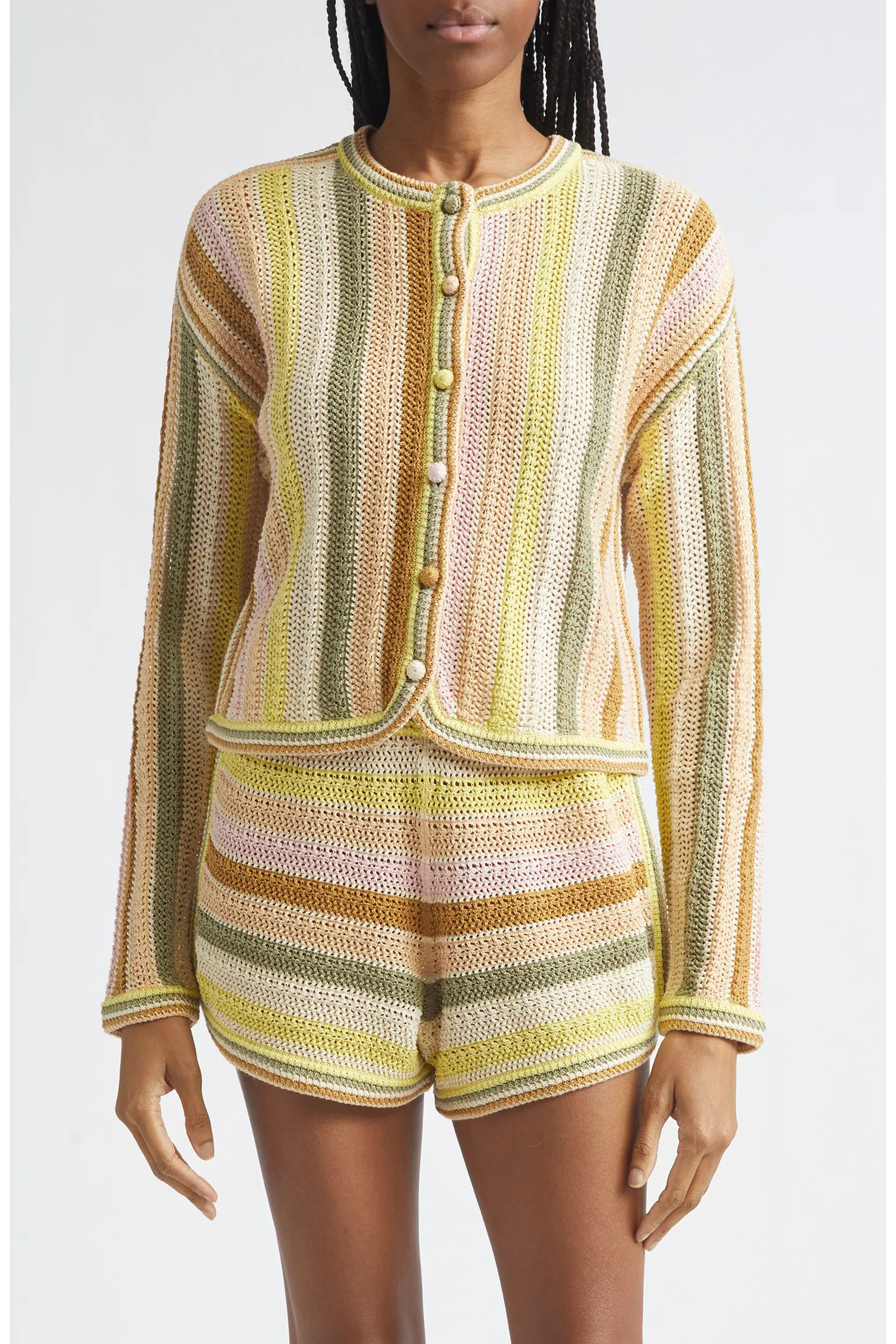 Indra Stripe Cotton Open Stitch Cardigan (Women) | Nordstrom | Nordstrom