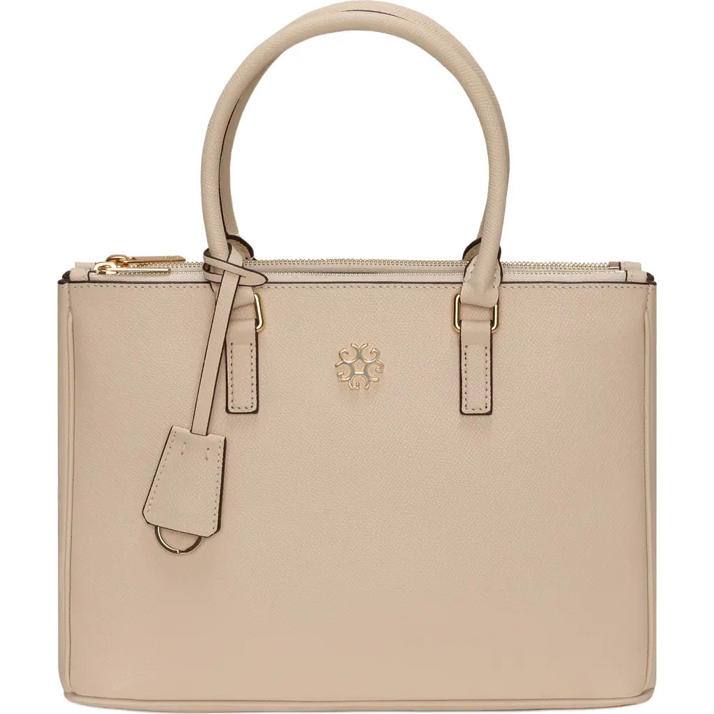 GORSKI Top Handle Leather Purse with Crossbody Strap in Beige at Nordstrom | Nordstrom