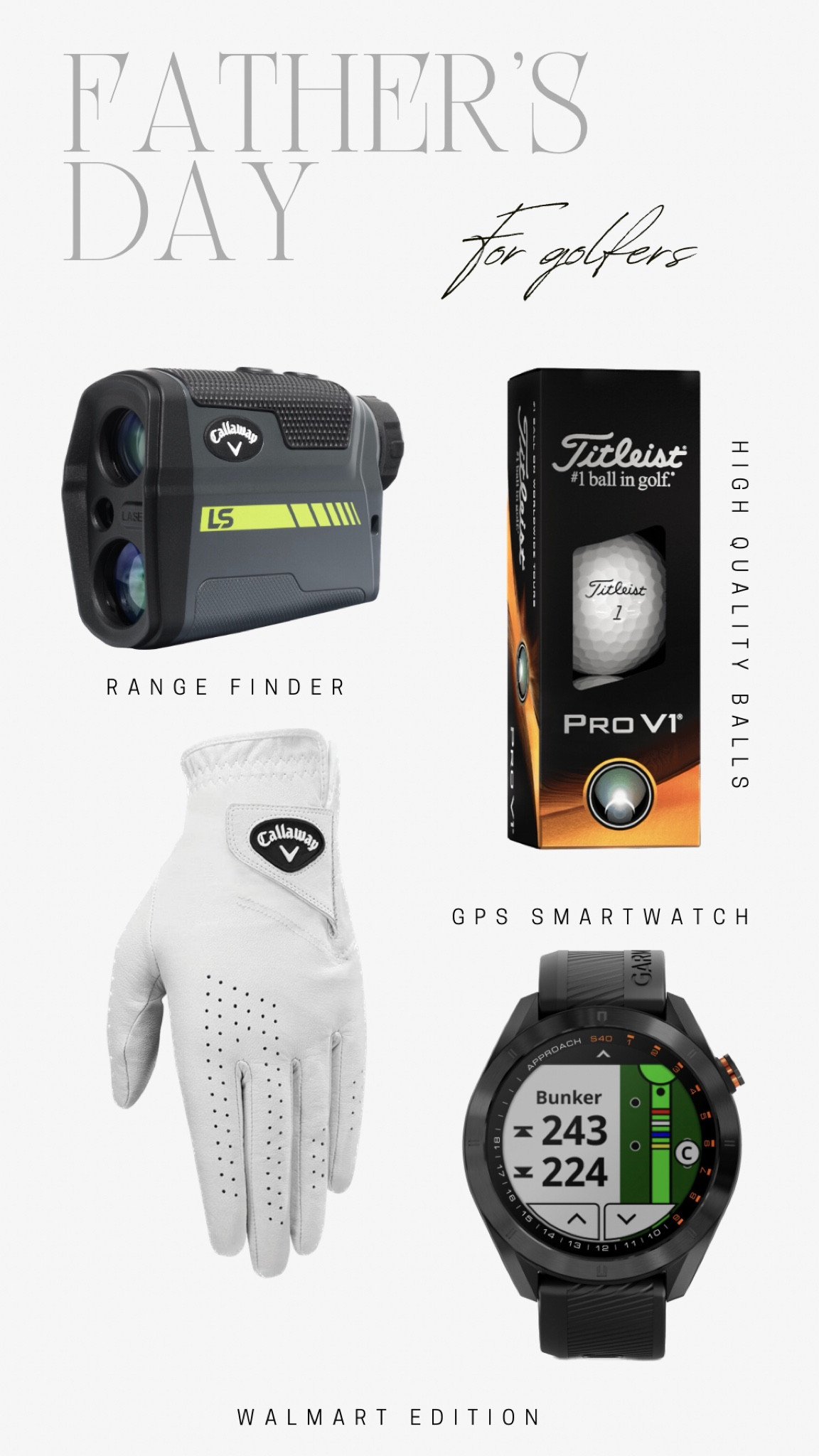 Father’s Day gift ideas for the golf hubby , golf husband , Father’s Day gifts , Walmart golf , gifts for him , gifts for husband , golf glove , golf range finder , golf balls , golf gps smart watch 

#LTKsalealert #LTKmens #LTKGiftGuide
