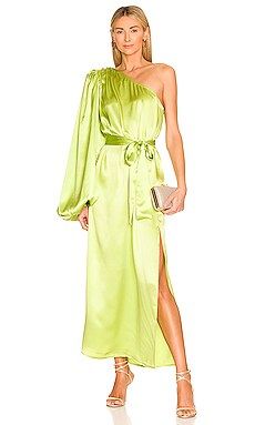 SELMACILEK One Sleeve Silk Dress in Green from Revolve.com | Revolve Clothing (Global)
