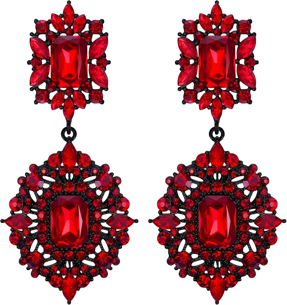 Flyonce Women's Rhinestone Crystal Wedding Art Deco Vintage Style Gatsby Chandelier Dangle Earrin... | Amazon (US)