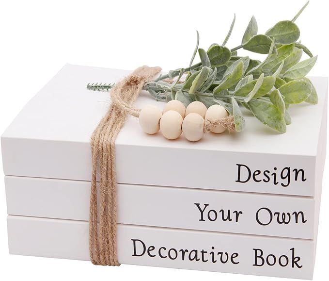Kroucoco Farmhouse Decorative Books Stack,Rustic Accent White Decorative Books with Letter Sticke... | Amazon (US)