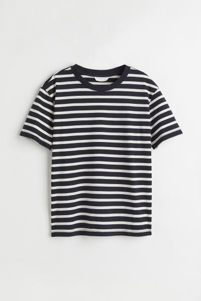 Camiseta de algodón - Azul oscuro/Rayas - MUJER | H&M ES | H&M (FR, IT, ES, PT, BE)