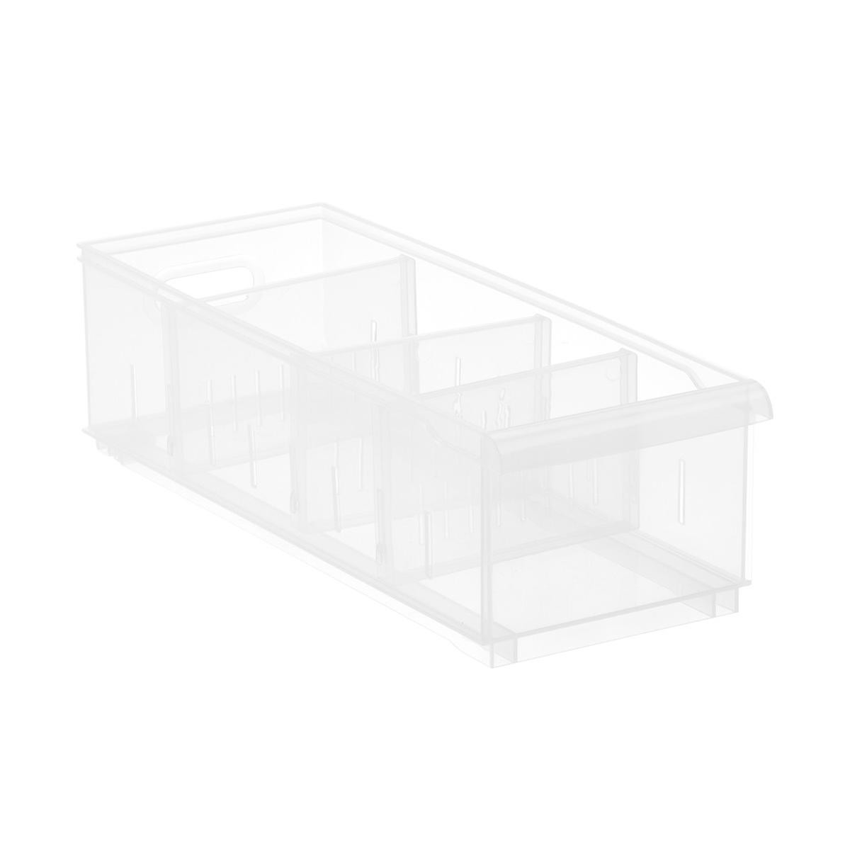 Medium Long Short Stacking Plastic Bin w/ Wheels Clear | The Container Store