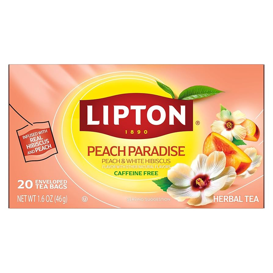 Lipton Peach Paradise Tea Bags, caffeine free Tea, Fruit and Herbal Tea, Individually Wrapped, 80... | Amazon (US)