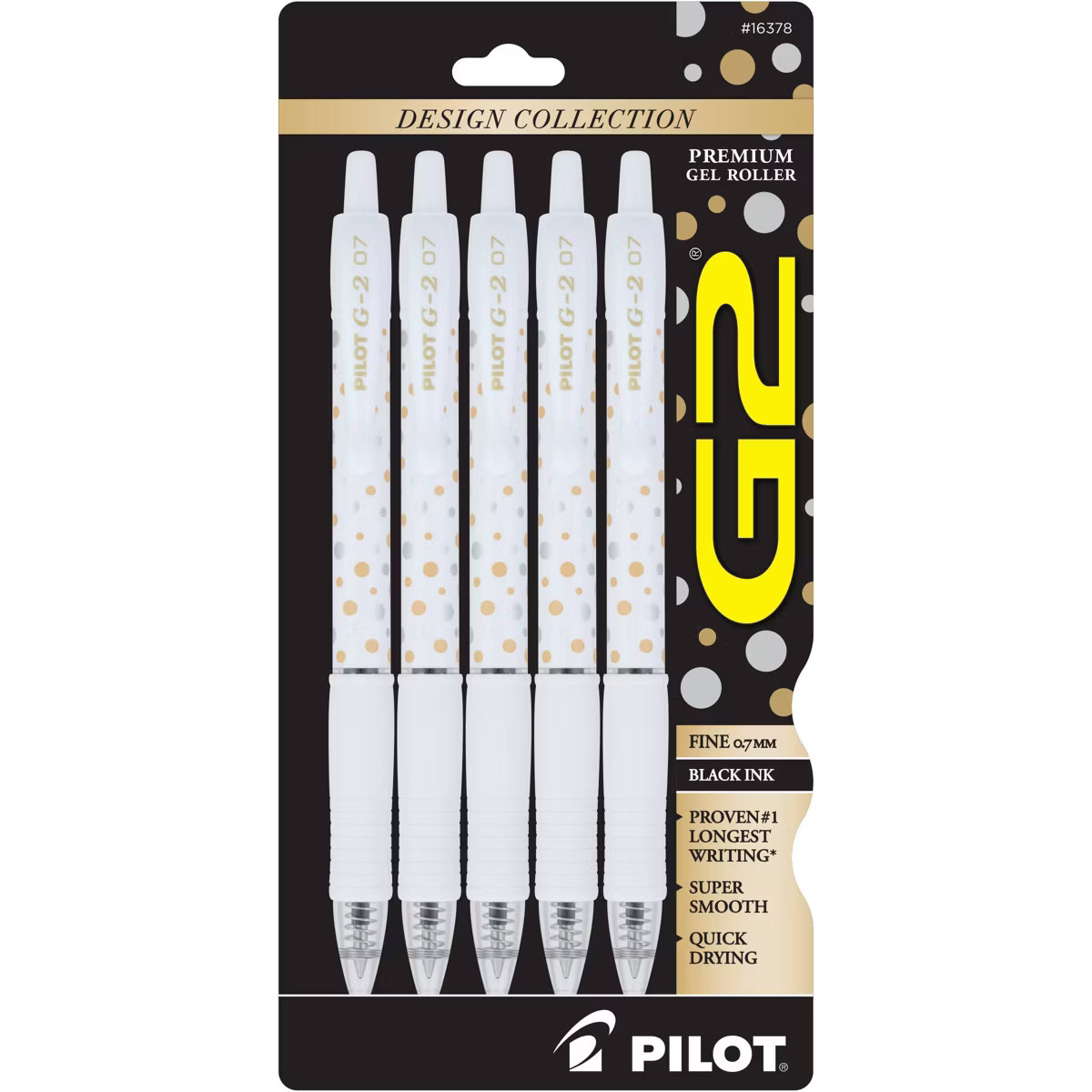 Pilot 5pk G2 Design Collection Dots Gel Pens Fine Point 0.7mm Black Ink | Target