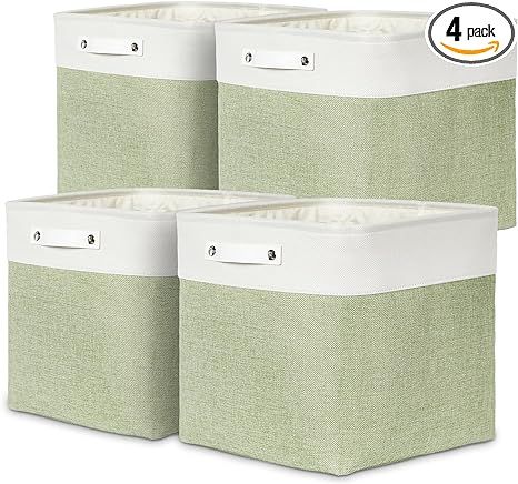 Bidtakay Storage Baskets for Clothes Set of 4 Large Linen Baskets for Organizing Storage Shelves ... | Amazon (US)