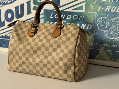 Louis Vuitton LV Speedy 30 Monogram Damier Azur Handbag Satchel Top Handle Purse | eBay US