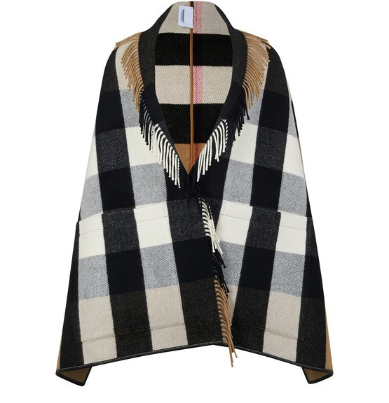 Check Wool Cashmere Jacquard Cape | 24S (APAC/EU)