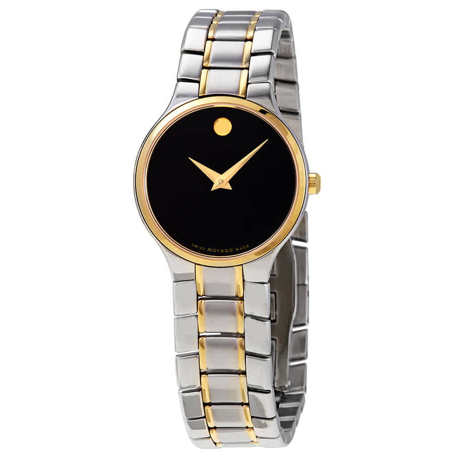 Movado Serio Quartz Black Dial Two-tone Ladies Watch 0607289 | Jomashop.com & JomaDeals.com