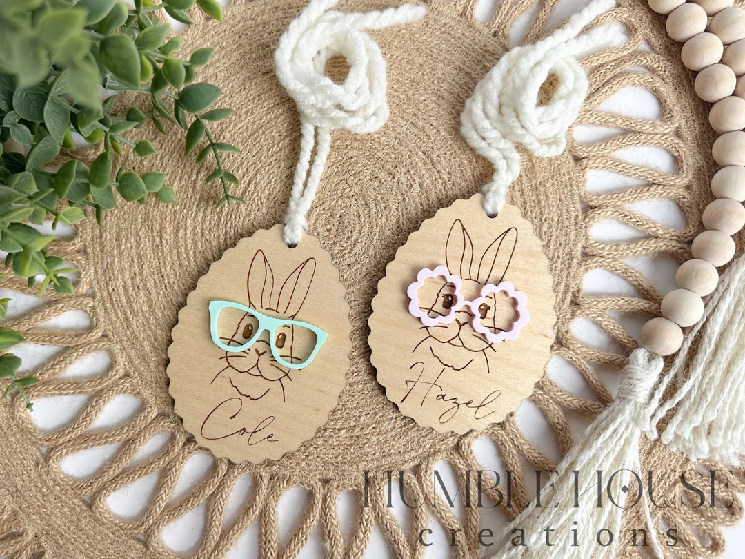 Easter Basket Tag, Personalized Easter Basket Tag, Custom Easter Tag, Bunny With Glasses Tag, Cus... | Etsy (US)