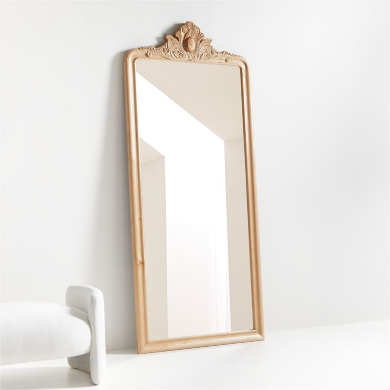 Levon Natural Carved Wood Floor Mirror by Leanne Ford + Reviews | Crate & Barrel | Crate & Barrel