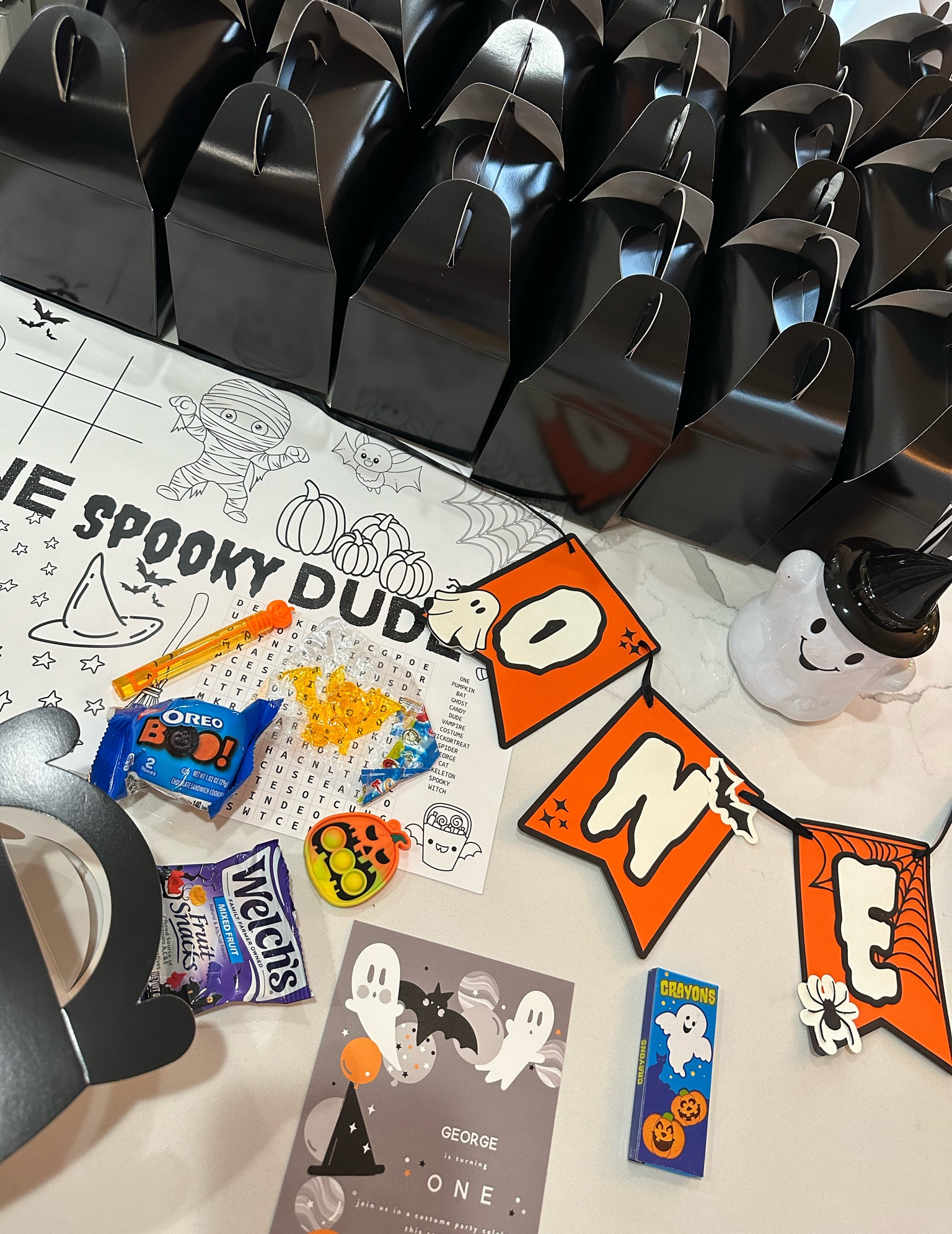 Baby 1st birthday// Halloween birthday party// one spooky dude// coloring page and one banner I designed and made myself 

#LTKParties #LTKHalloween #LTKBaby