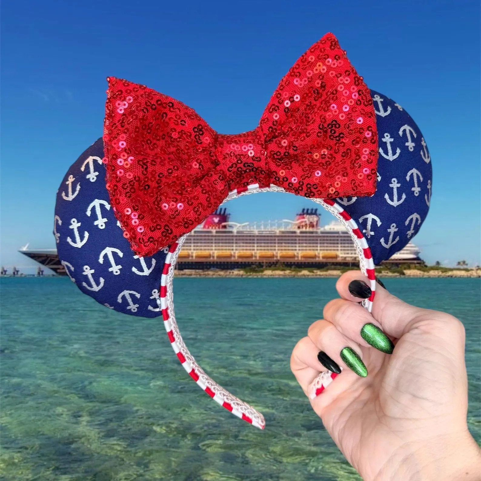 Cruise Minnie Ears, Nautical Anchor Themed Mickey Ear Headband | Etsy (US)