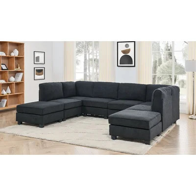 Prichard 118" Wide Symmetrical Modular Corner Sectional with Ottoman | Wayfair North America