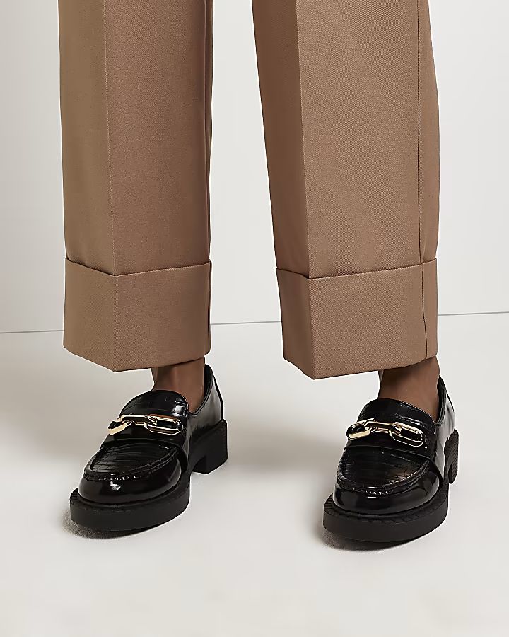 Black chain detail chunky loafers | River Island (UK & IE)