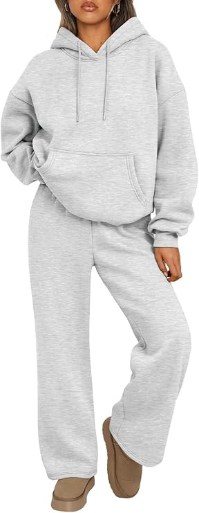 Trendy Queen Womens 2 Piece Lounge Sweat Sets Matching Sweatsuits | Oversized Hoodie,Drawstring,D... | Amazon (US)