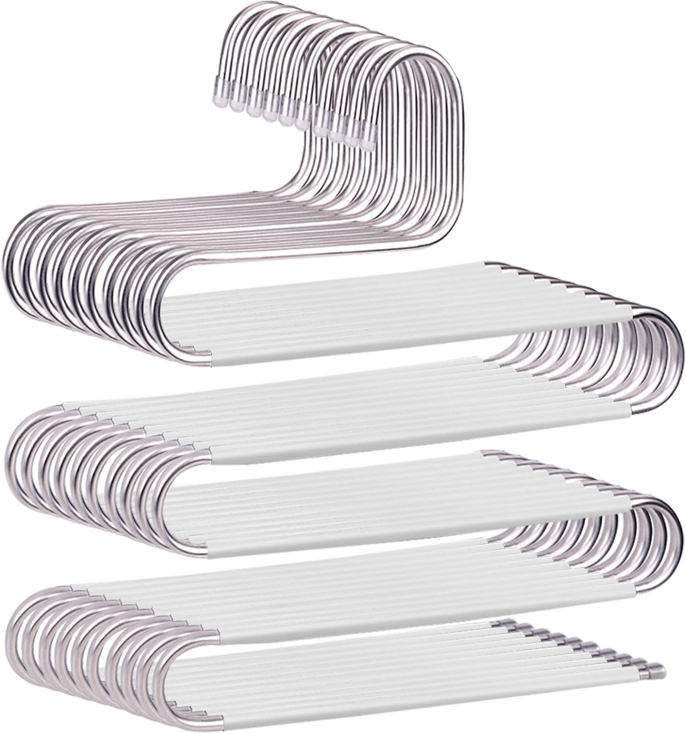 Pant Hangers,Jeans Hangers Space Saving - Multi Pant Hangers 10 Pcs White | Amazon (US)