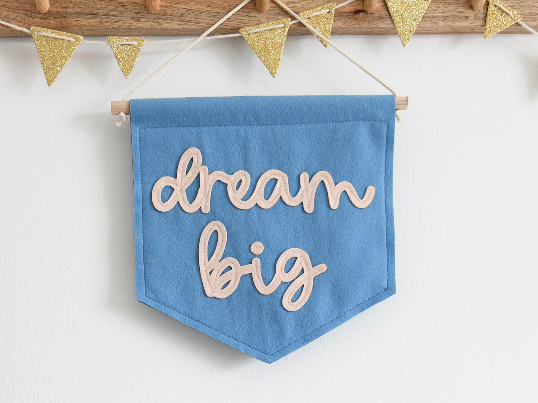 Dream Big Mini Felt Banner Nursery Wall Decor Kids Room Flag - Etsy | Etsy (US)