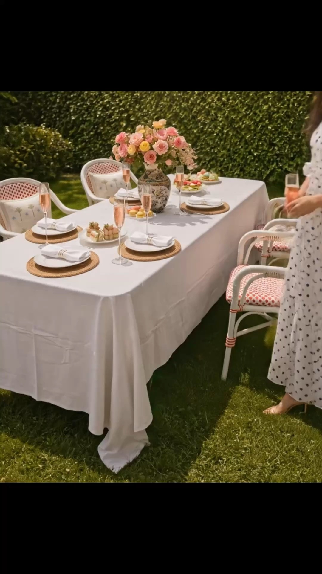 Labor Day weekend is the perfect excuse to gather outdoors and enjoy every last moment of summer.

A crisp white tablecloth sets the scene, while the red-and-white woven Serena & Lily bistro chairs bring cheerful garden-party charm. The chinoiserie vase, soft pink and yellow blooms, woven placemats, petite plates, and pink cocktail glasses create a setting that feels relaxed, polished, and ready for sunset drinks.

And the blue polka-dot dress? Effortless for a long weekend spent outdoors.

#LaborDayWeekend #LaborDayStyle #EndOfSummer #GardenParty #GardenCocktailParty #OutdoorEntertaining #OutdoorDining #AlfrescoDining #SerenaAndLily #BistroChair #WovenChair #WhiteTablecloth #PolkaDotDress #SummerDress #ChinoiserieVase #FlowerArrangement #CocktailGlass #TableSetting #SummerEntertaining #LTKHome #LTKStyleTip #LTKdayinmylife #LTKSaleAlert

#LTKdayinmylife #LTKHome #LTKSaleAlert