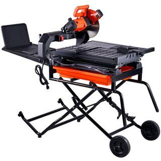 Wet Tile Saw, 15-Amps 10 in. 65Mn Corded Wet Tile Saw, 4500 RPM, Tile Cutter Wet Saw with Water Reservoir and Casters | The Home Depot