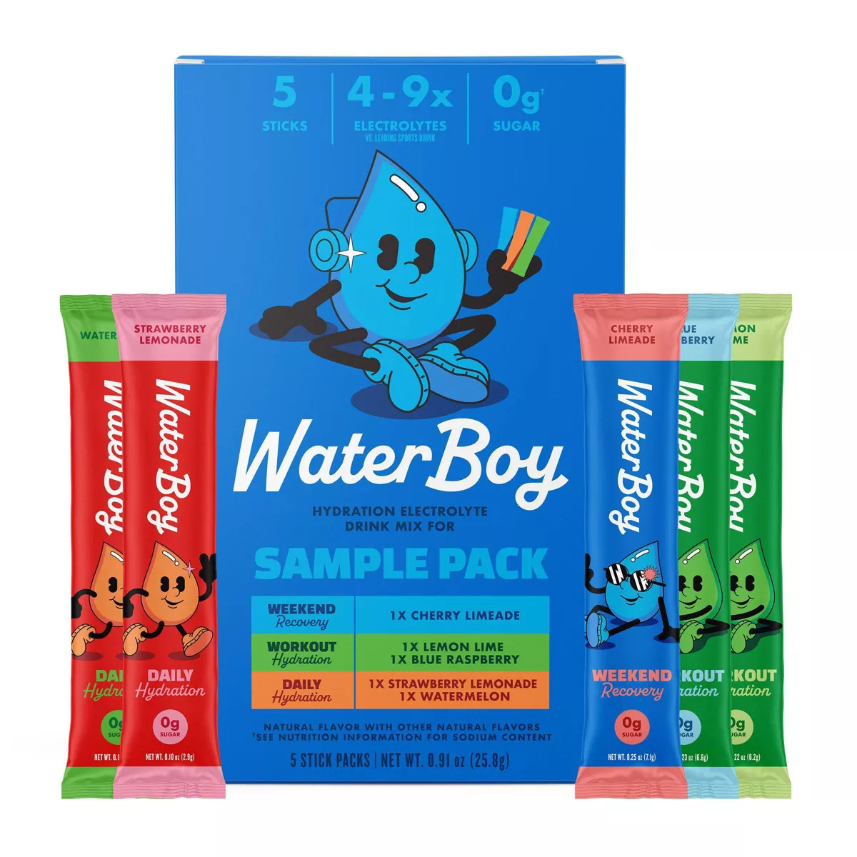 Waterboy Hydration Sports Drink Trial Pack - 0.91oz/5ct | Target