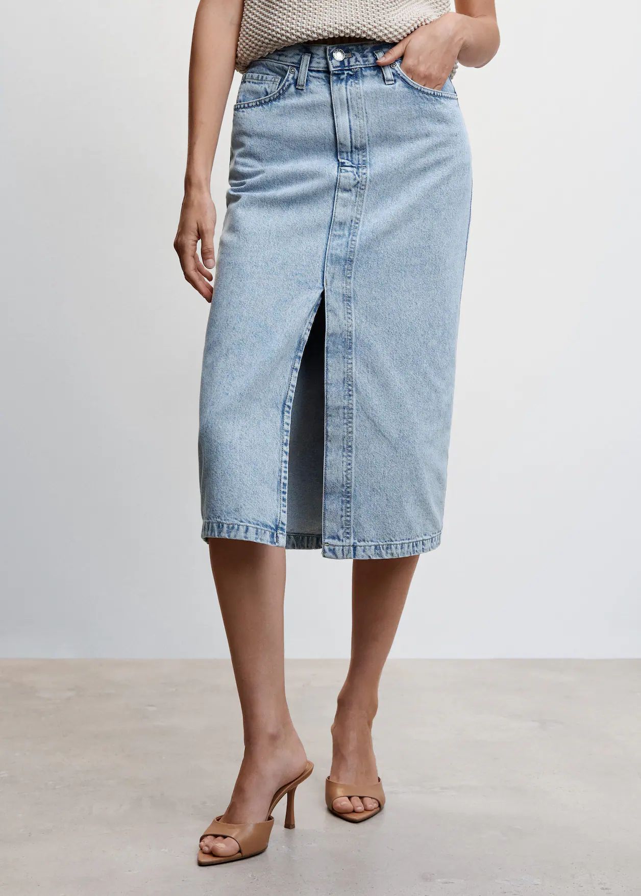 Denim midi skirt | MANGO (US)