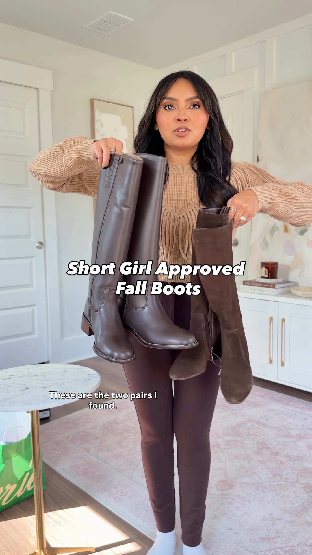 Short girl petite approved fall boots!
For reference: I’m 5’0, 32b bra size, and 2/26 in bottoms, pear shaped. 
*Everything I share is unaltered! TTS means true to size.

Brown Java leather knee high boots size 6 TTS
Chocolate brown suede boots size 6 TTS 
(I decided to start buying a size 5 in some boots so that I could have some room for thicker socks and occasional feet swelling)
Tan sweater size xxs petite TTS
Brown iced espresso leggings size 2 petite TTS
Cowgirl boots in color cafe air 5.5 - recommend sizing down a half size
Denim barn jacket size xxs petite - runs big, size down a size
Dark brown kitten heel booties size 5.5 TTS - I like this size for this pair
Bootcut jeans in color dark rinse size 26 short TTS 




#LTKGiftGuide #LTKStyleTip #LTKHoliday