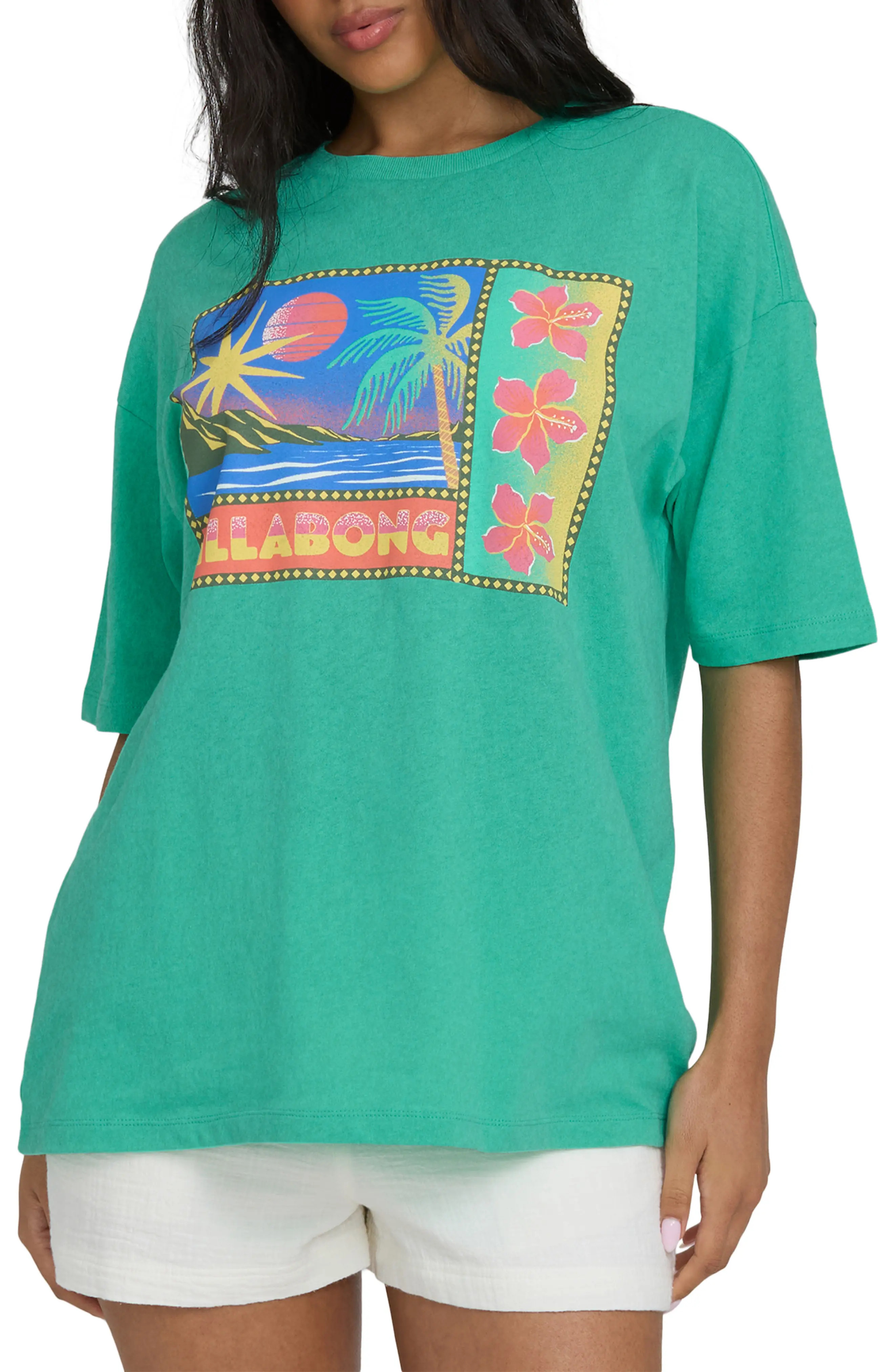 Billabong Summer Heat Cotton Graphic T-Shirt in Green Tropics at Nordstrom, Size Medium | Nordstrom
