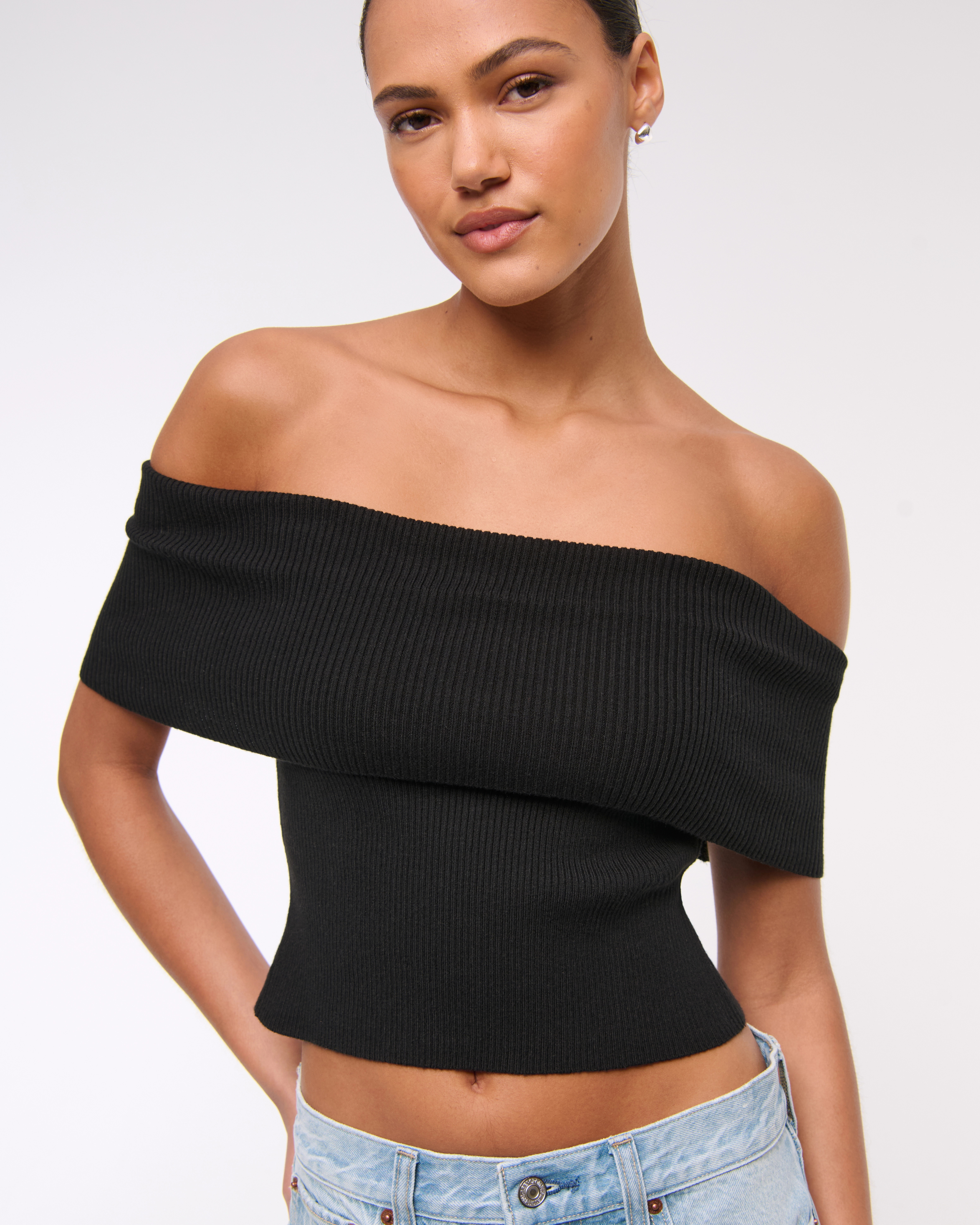 Foldover Off-The-Shoulder Sweater Top | Abercrombie & Fitch (US)
