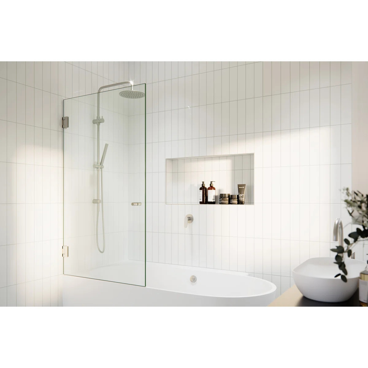 Albedo 31.5 in. x 58 in. Fully Frameless Glass Bathtub Shower Door GW-B-DO-31-5-BN | Wayfair North America